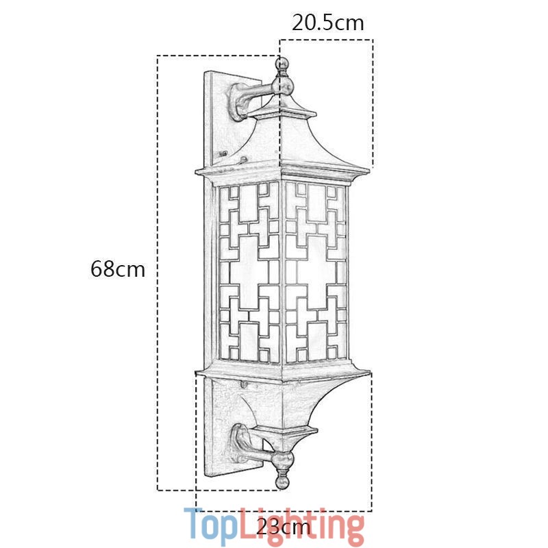 Chinese Outdoor Wall Sconce Waterproof Window Grille Wall Lamp