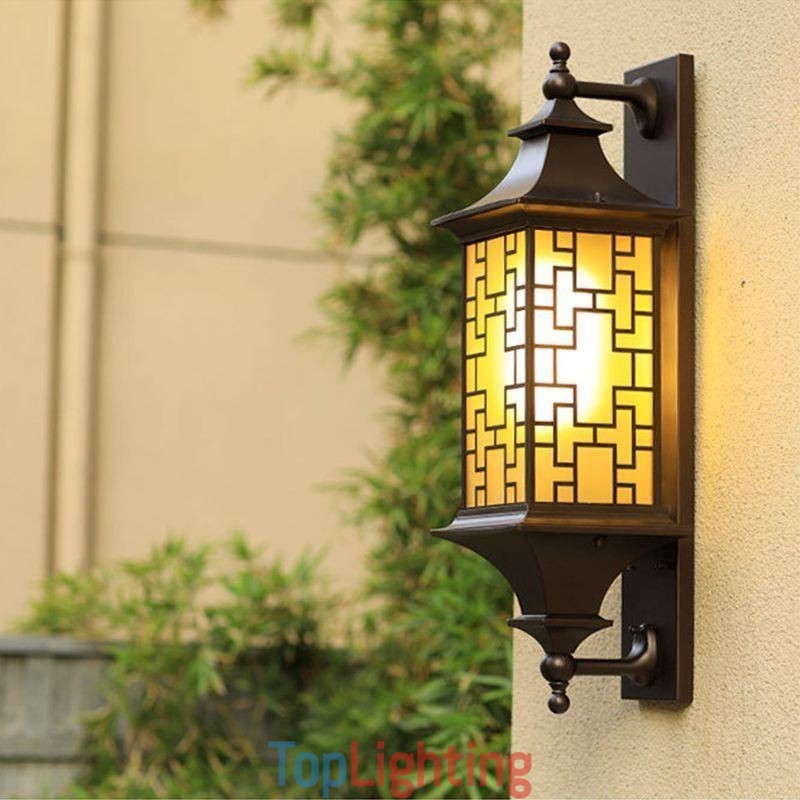 Chinese Outdoor Wall Sconce Waterproof Window Grille Wall Lamp