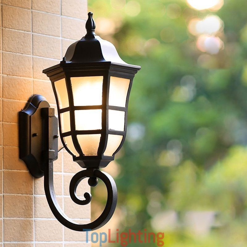 European Wall Sconce Retro Outdoor Light Single Head Waterproof Frosted Glass Wall Light