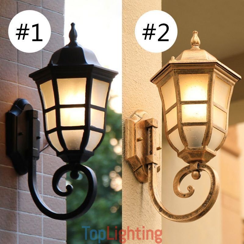 European Wall Sconce Retro Outdoor Light Single Head Waterproof Frosted Glass Wall Light