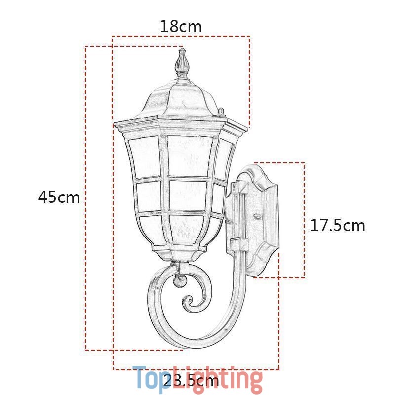 European Wall Sconce Retro Outdoor Light Single Head Waterproof Frosted Glass Wall Light