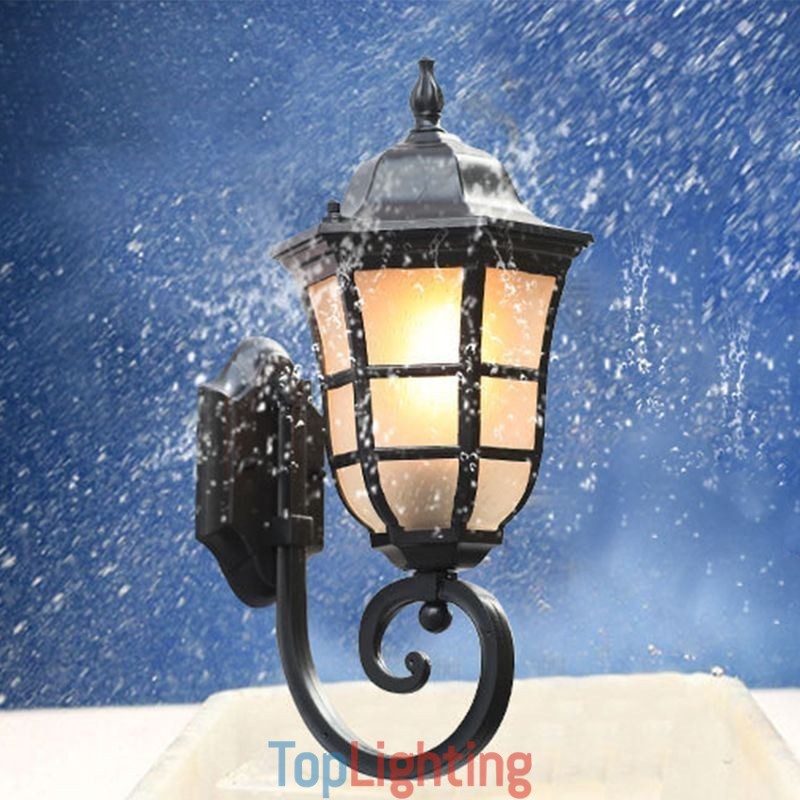 European Wall Sconce Retro Outdoor Light Single Head Waterproof Frosted Glass Wall Light