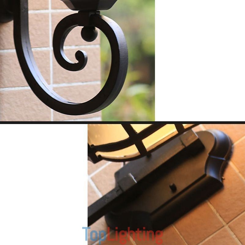 European Wall Sconce Retro Outdoor Light Single Head Waterproof Frosted Glass Wall Light