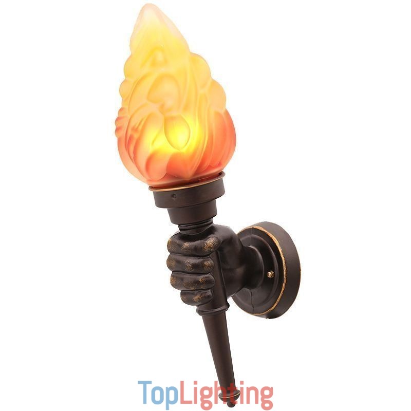 European Retro Outdoor Wall Light Waterproof Torch Shape Wall Sconce