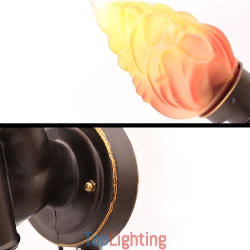 European Retro Outdoor Wall Light Waterproof Torch Shape Wall Sconce