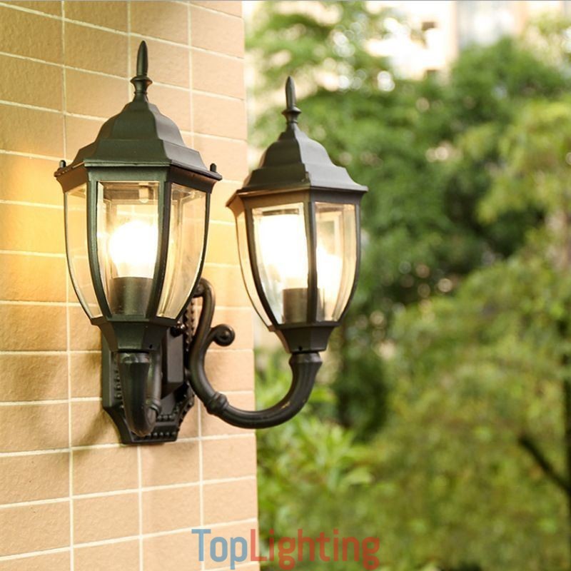 European Outdoor Wall Sconce Waterproof Double Castle Wall Light