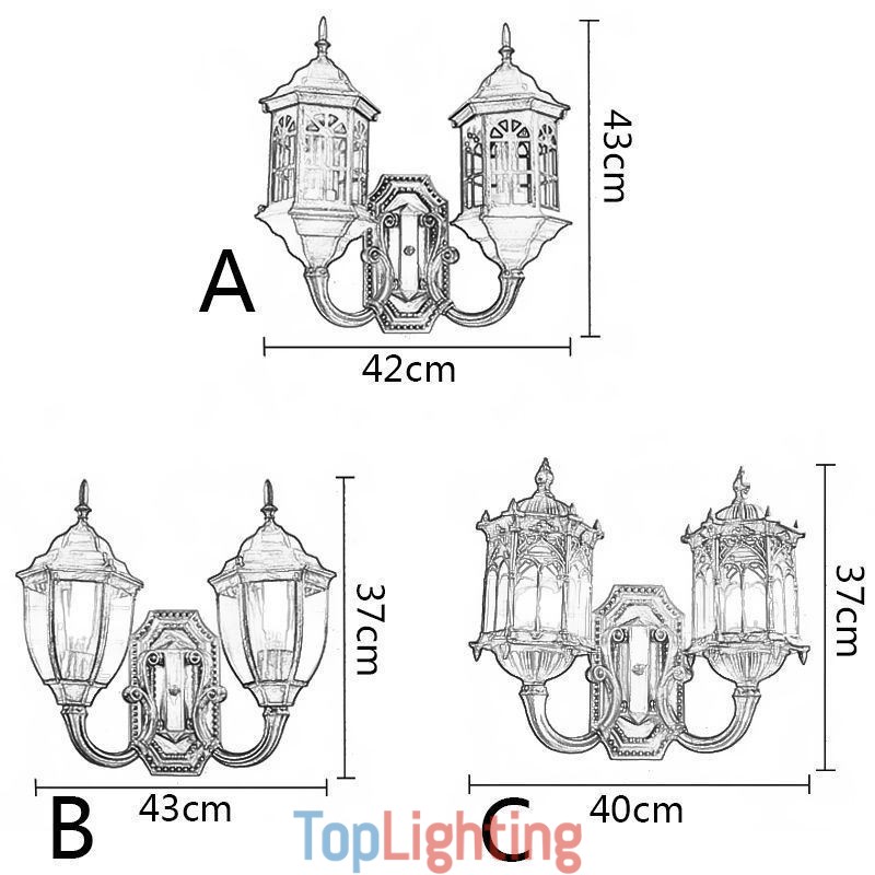 European Outdoor Wall Sconce Waterproof Double Castle Wall Light