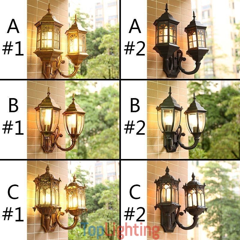 European Outdoor Wall Sconce Waterproof Double Castle Wall Light