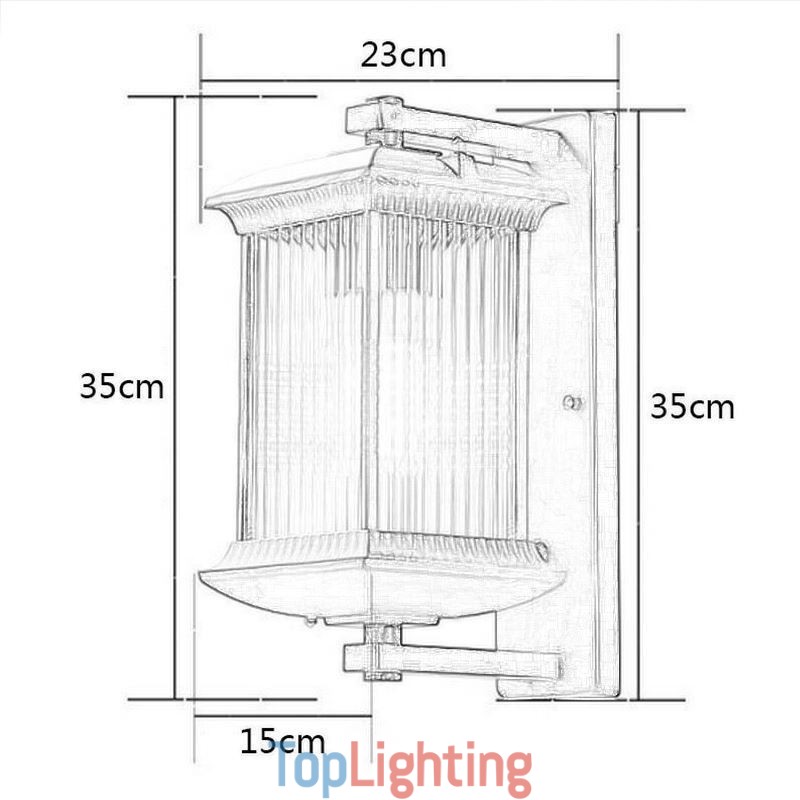 Chinese Outdoor Light Waterproof Glass Wall Light Courtyard Corridor Garden Balcony