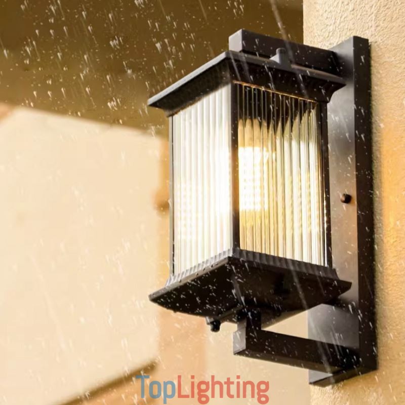 Chinese Outdoor Light Waterproof Glass Wall Light Courtyard Corridor Garden Balcony
