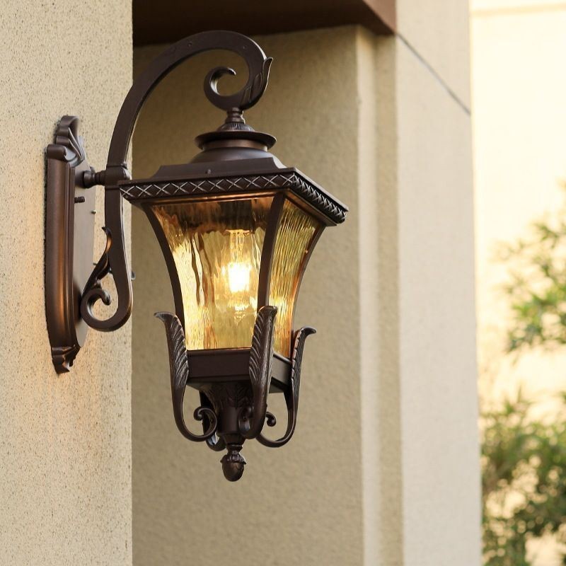Chinese Outdoor Light Single Head Waterproof Glass Wall Light Courtyard Corridor