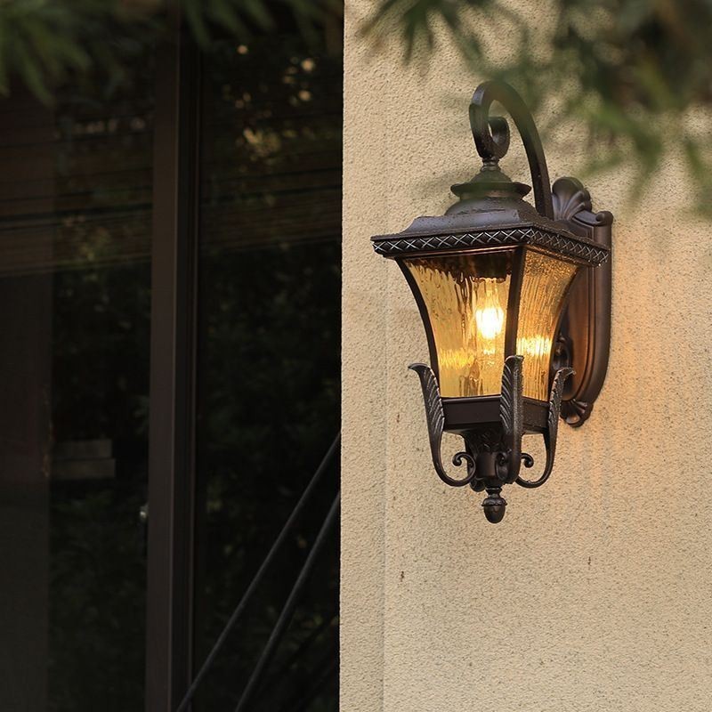 Chinese Outdoor Light Single Head Waterproof Glass Wall Light Courtyard Corridor