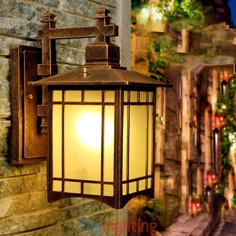Chinese Style Outdoor Light Waterproof Pavilion Shape Wall Light Garden Balcony