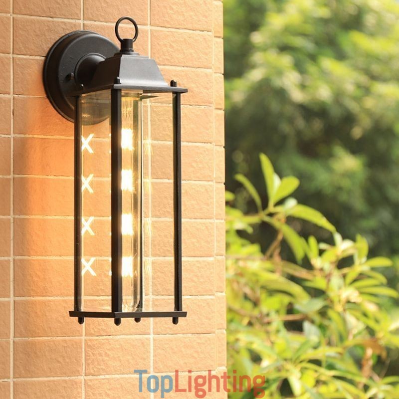 European Outdoor Wall Sconce Waterproof Square Column Wall Light Courtyard Garden Balcony