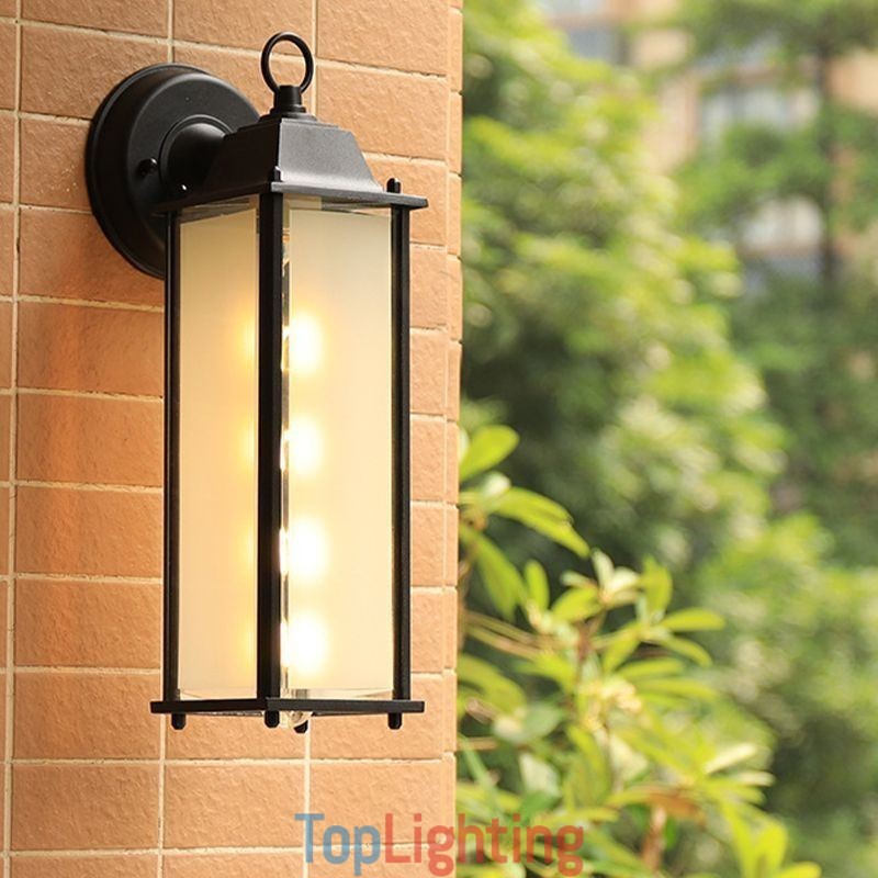 European Outdoor Wall Sconce Waterproof Square Column Wall Light Courtyard Garden Balcony