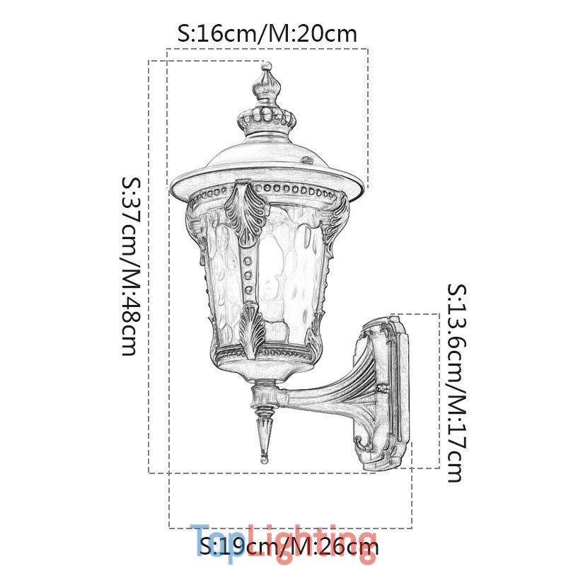 European Retro Outdoor Wall Sconce Waterproof Carved Wall Light Garden Balcony Courtyard