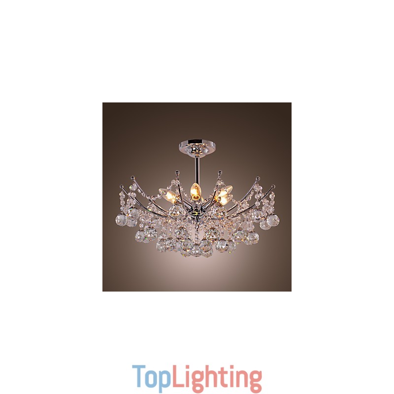 Luxuriant Crystal Chandelier with 6 Lights Pendant Chandelier