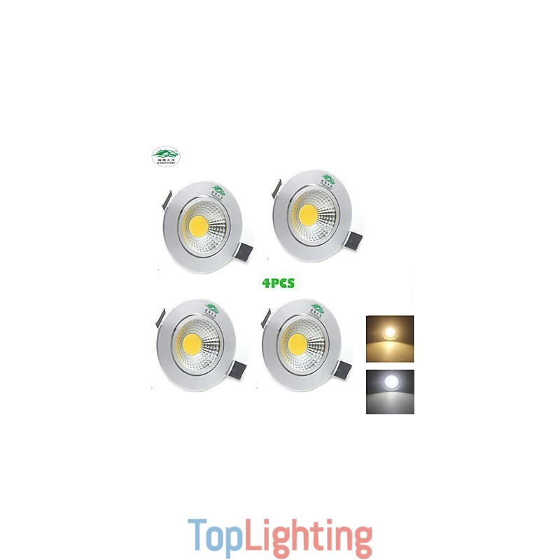 4PCS Zweihnder 3W 300Lm COB Ceiling Lamp Downlight Warm White Light