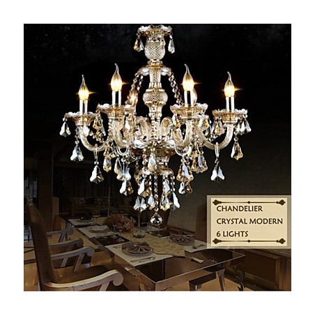 Chandelier Cognac Color Crystal Modern 6 Lights Contemporary Glass Chandelier Cognac Color Crystal Modern 6 Lights Contemporary Glass