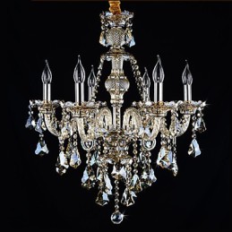 Chandelier Cognac Color Crystal Modern 6 Lights Contemporary Glass
