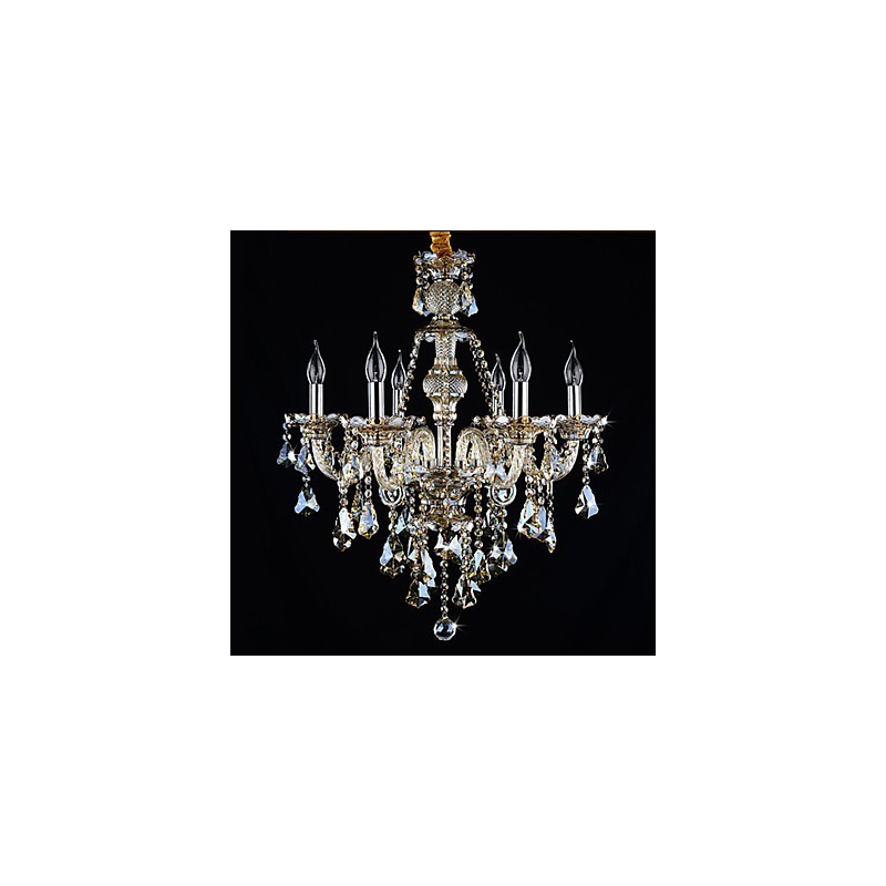 Chandelier Cognac Color Crystal Modern 6 Lights Contemporary Glass
