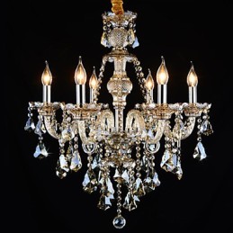 Chandelier Cognac Color Crystal Modern 6 Lights Contemporary Glass
