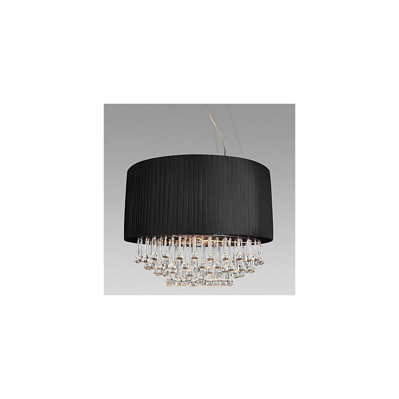 Crystal Ceiling Light with 5 Lights in Black Fabric Shade