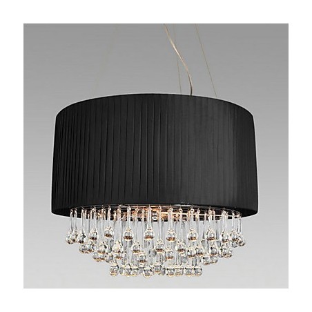 Crystal Ceiling Light with 5 Lights in Black Fabric Shade Crystal Ceiling Light with 5 Lights in Black Fabric Shade