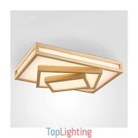 Modern Contemporary Mini Style Painting Wood Bamboo Flush Mount