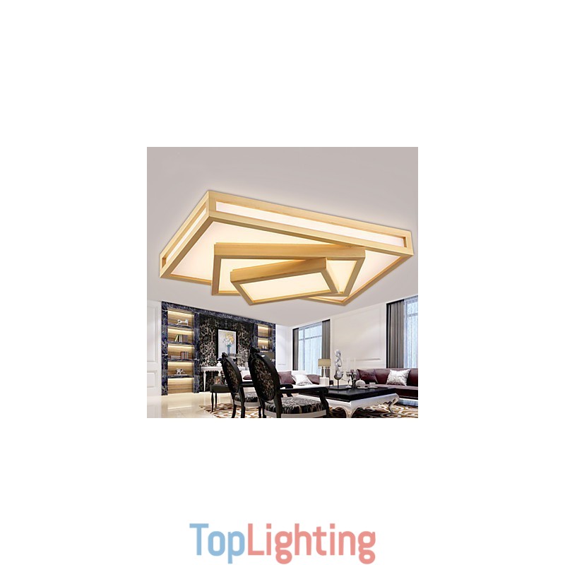 Modern Contemporary Mini Style Painting Wood Bamboo Flush Mount