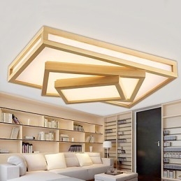 Modern Contemporary Mini Style Painting Wood Bamboo Flush Mount