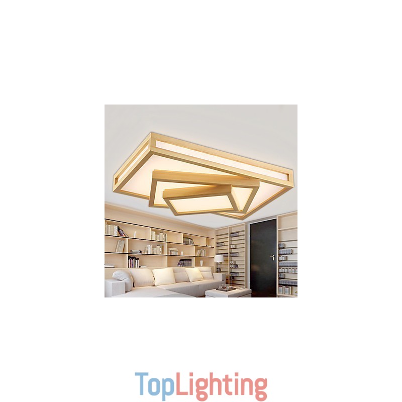 Modern Contemporary Mini Style Painting Wood Bamboo Flush Mount