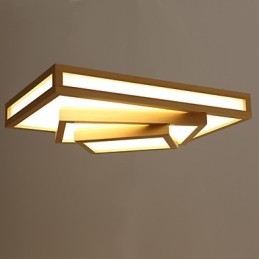 Modern Contemporary Mini Style Painting Wood Bamboo Flush Mount