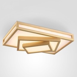 Modern Contemporary Mini Style Painting Wood Bamboo Flush Mount