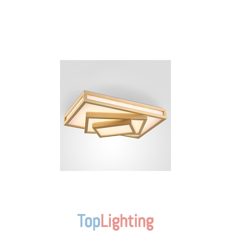 Modern Contemporary Mini Style Painting Wood Bamboo Flush Mount