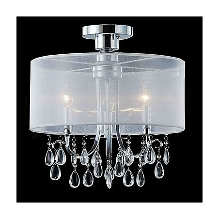 Stylish Crystal Flush Mount with 3 Lights in Fabric Shade Stylish Crystal Flush Mount with 3 Lights in Fabric Shade