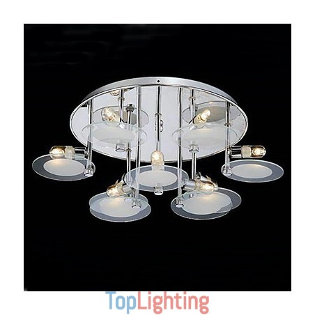 Modern Stainless Steel Flush Mount with 9 Lights Modern Stainless Steel Flush Mount with 9 Lights