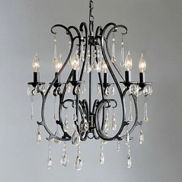 Modern 6 Light Crystal Chandelier Candle Feature