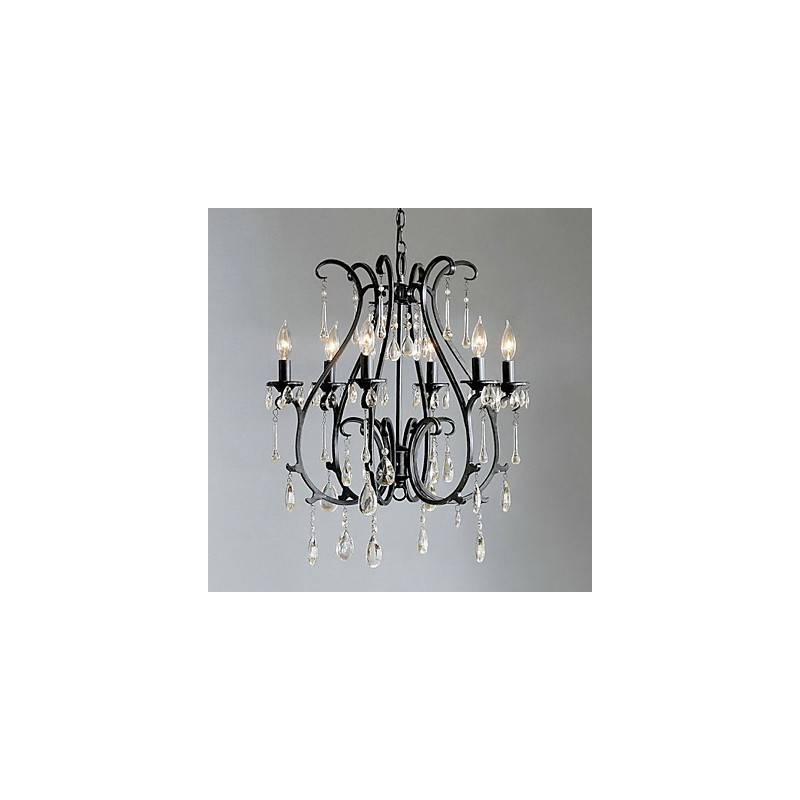 Modern 6 Light Crystal Chandelier Candle Feature