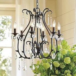 Modern 6 Light Crystal Chandelier Candle Feature