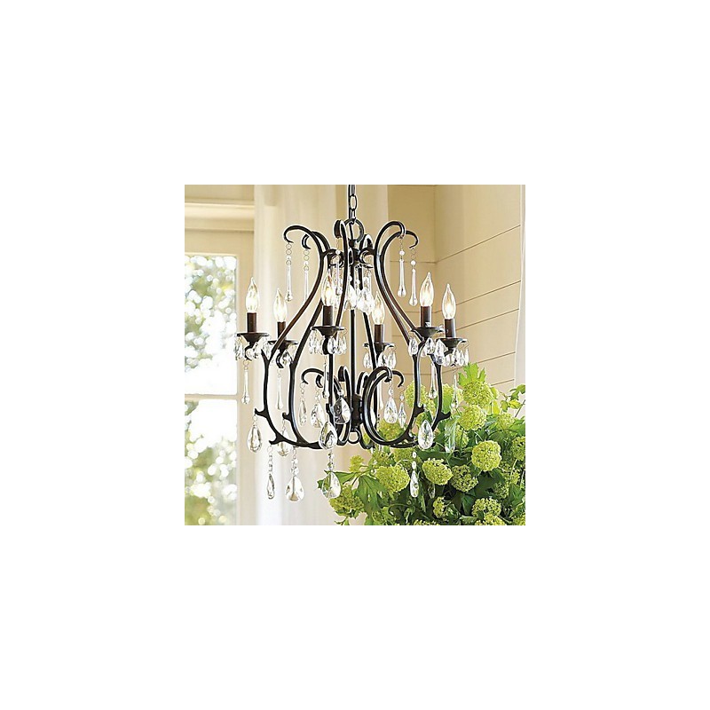 Modern 6 Light Crystal Chandelier Candle Feature