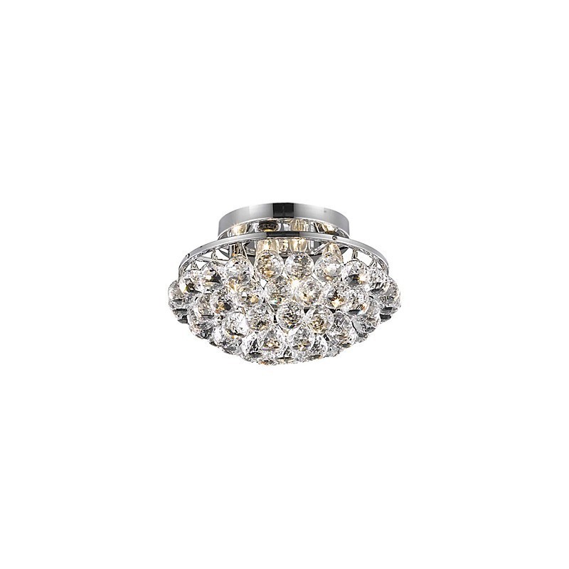 Modern 4 Light Flush Mount Lights with Crystal Drops in Round