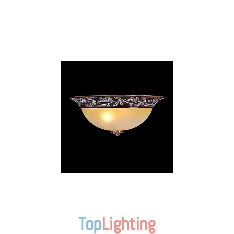 Flush Mount Light White Yellow Glass Resin Silver Carving European Classic