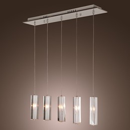 Modern Contemporary Island Crystal Chrome Metal Pendant Light