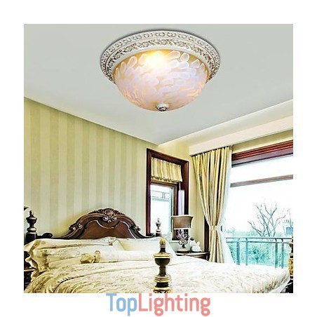 White Flush Mount Light Pattern Glass Resin Gold Carving European Classic White Flush Mount Light Pattern Glass Resin Gold Carving European Classic