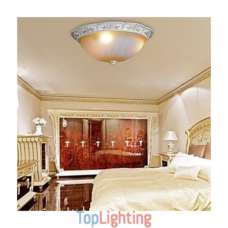 White Flush Mount Light Yellow White Glass Resin Pattern Carving European Classic White Flush Mount Light Yellow White Glass Resin Pattern Carving European Classic