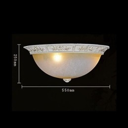 White Flush Mount Light Yellow White Glass Resin Pattern Carving European Classic