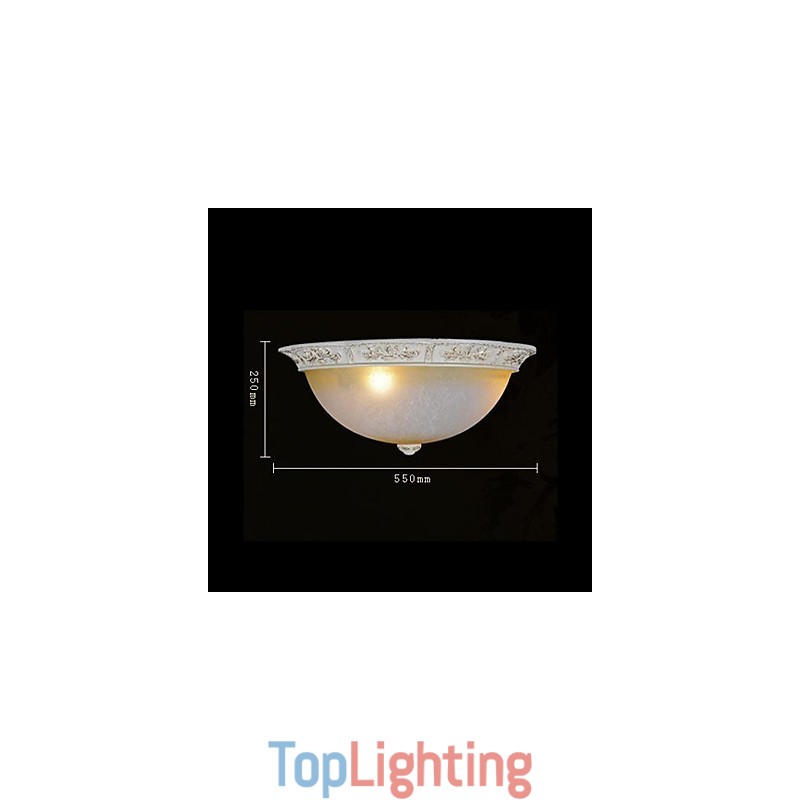 White Flush Mount Light Yellow White Glass Resin Pattern Carving European Classic