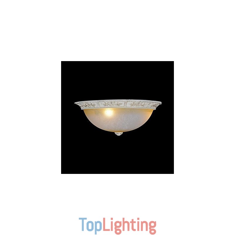 White Flush Mount Light Yellow White Glass Resin Pattern Carving European Classic