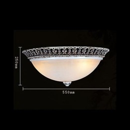 Dark Brown Flush Mount Light Glass Resin Pattern Carving European Classic